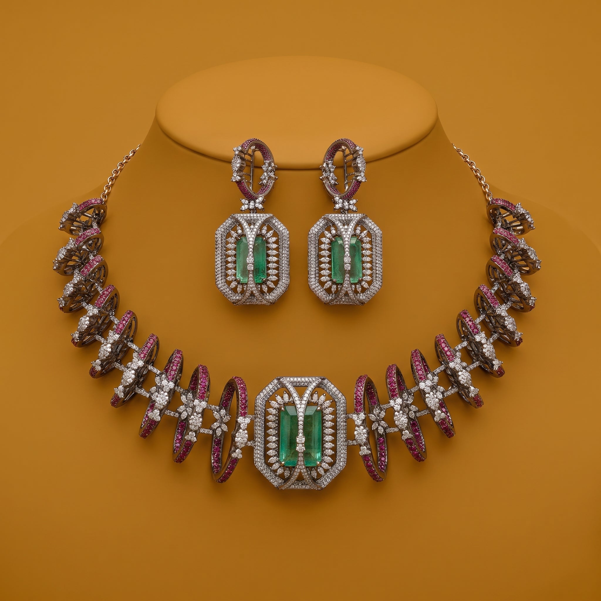Radha Emerald Necklace & Earrings Set