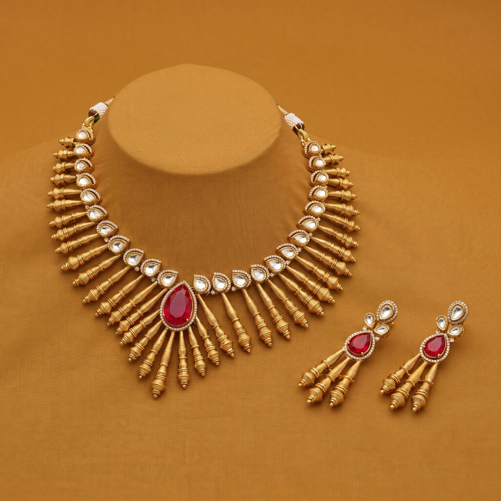 Padma Ruby Sunburst Necklace & Earring Set