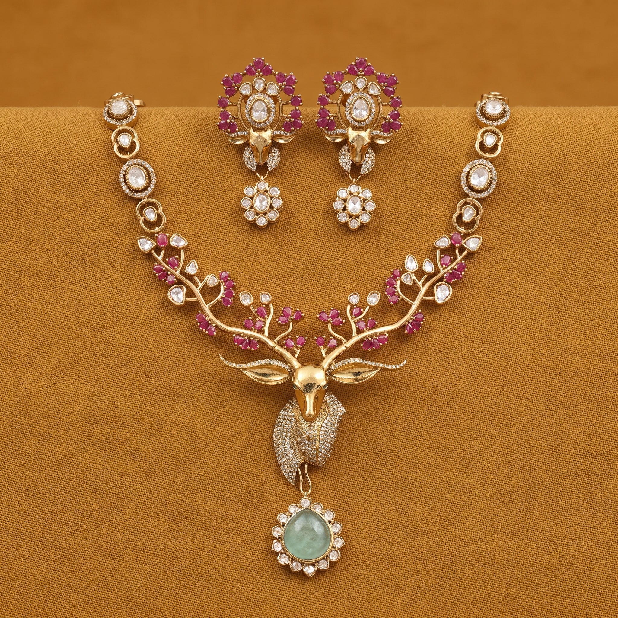 Hiranya Stag Pendant Necklace Set