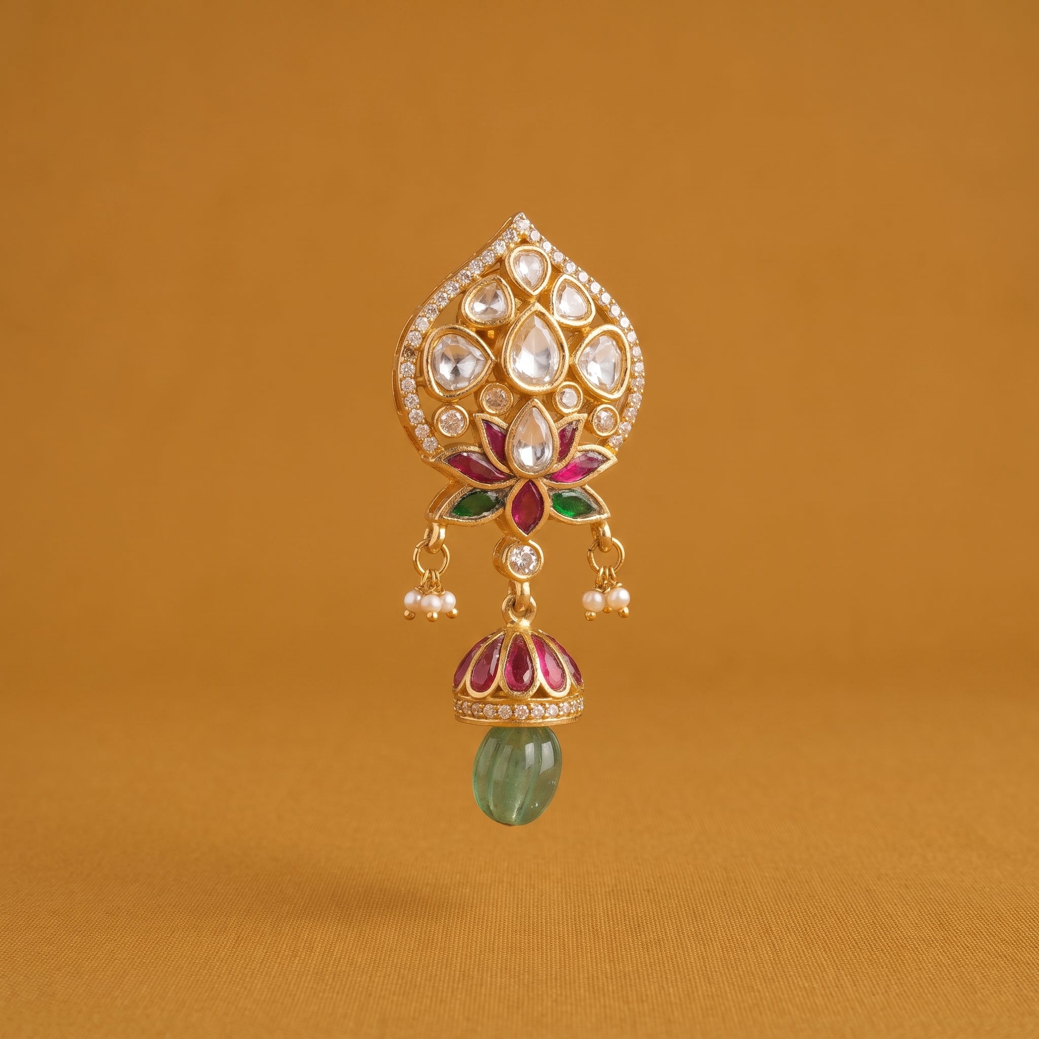 Teardrop Chandelier Earrings with Layered Stone Detail
