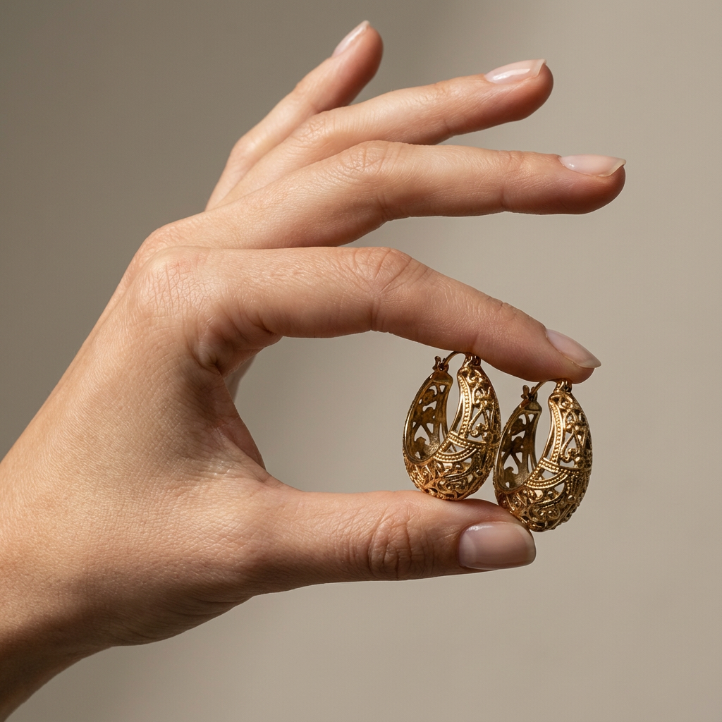 Jali Crescent Hoop Earrings