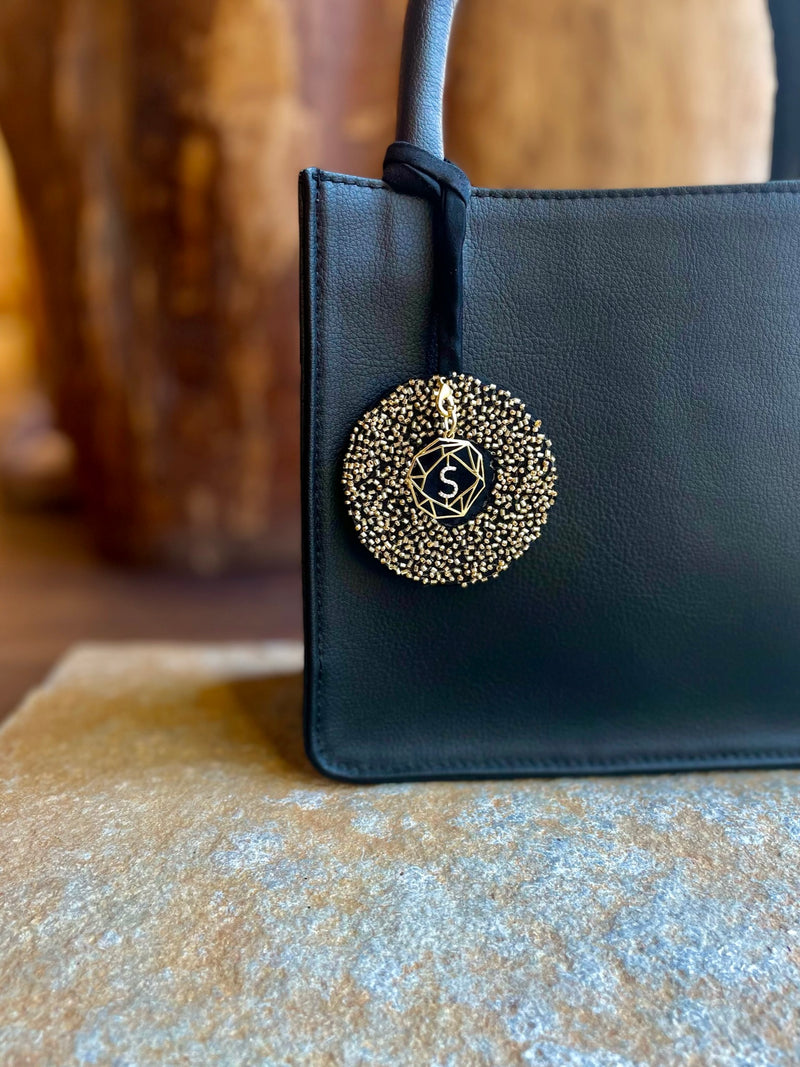Cactus Leather Book Tote with 18kt gold and diamonds charm