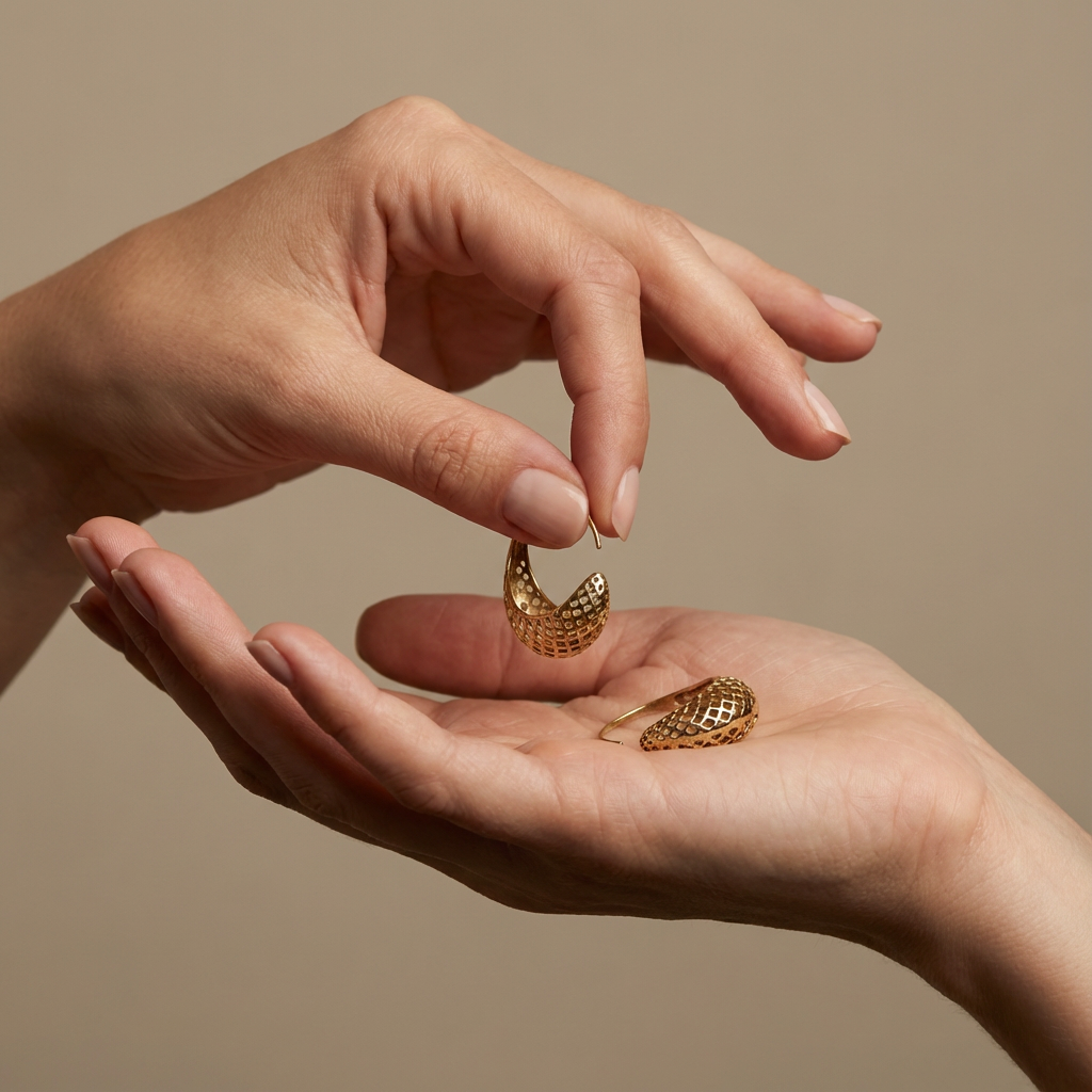 Gilded Jali Curve Hoops Earrings