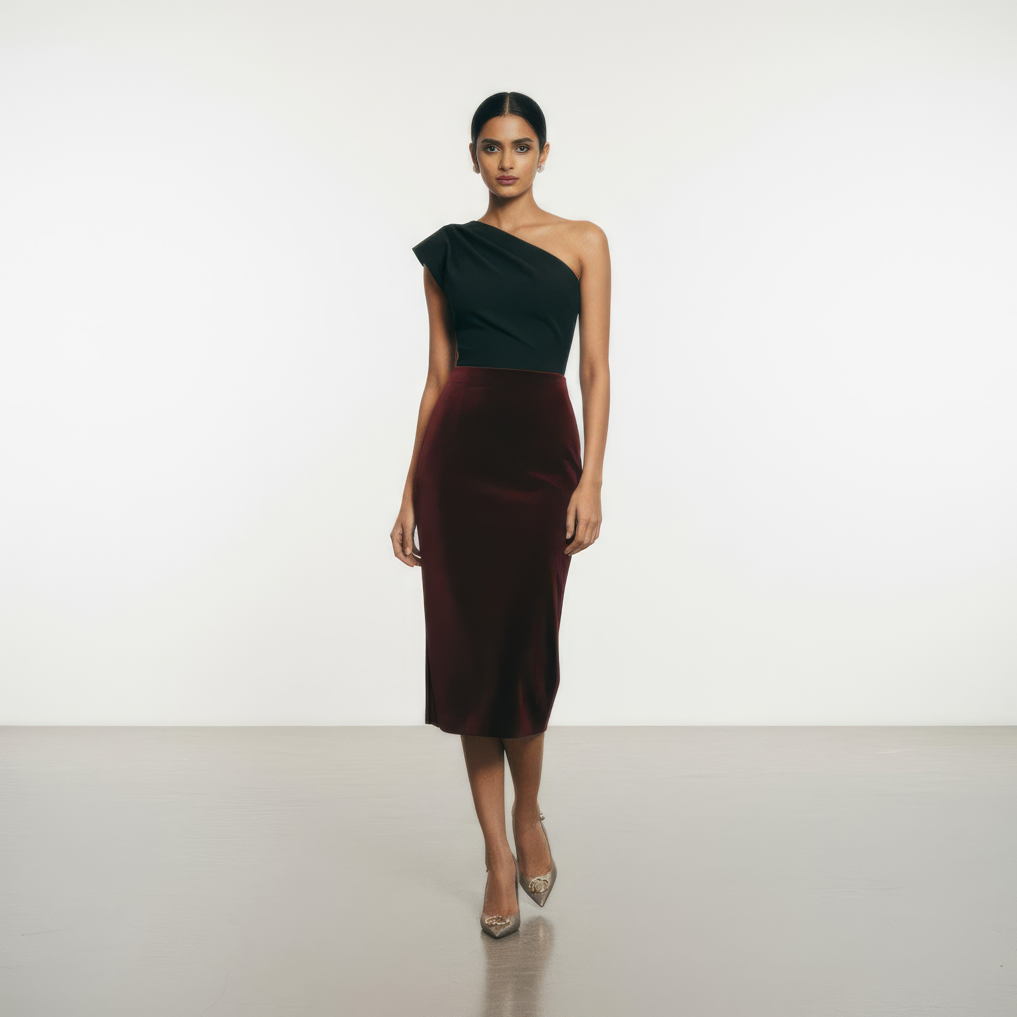 Velvet pencil skirt dress