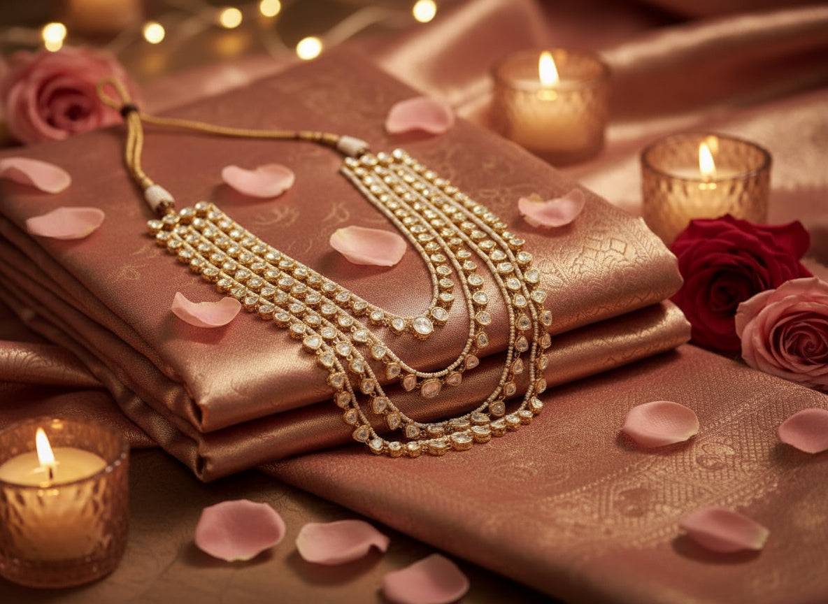 Modern Maharani Kundan Polki Four Layered Haar