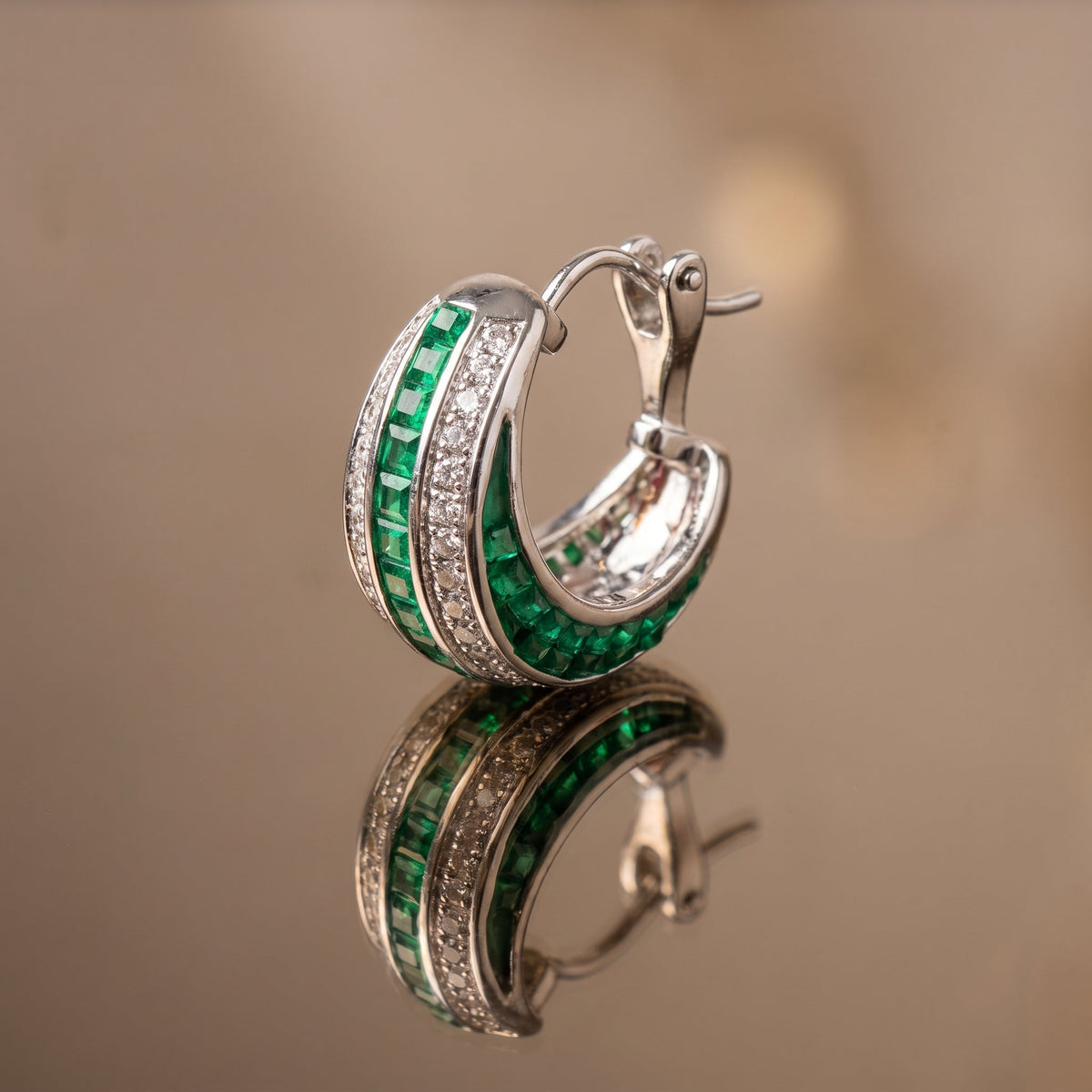 Crystal Hoop Earrings Emerald
