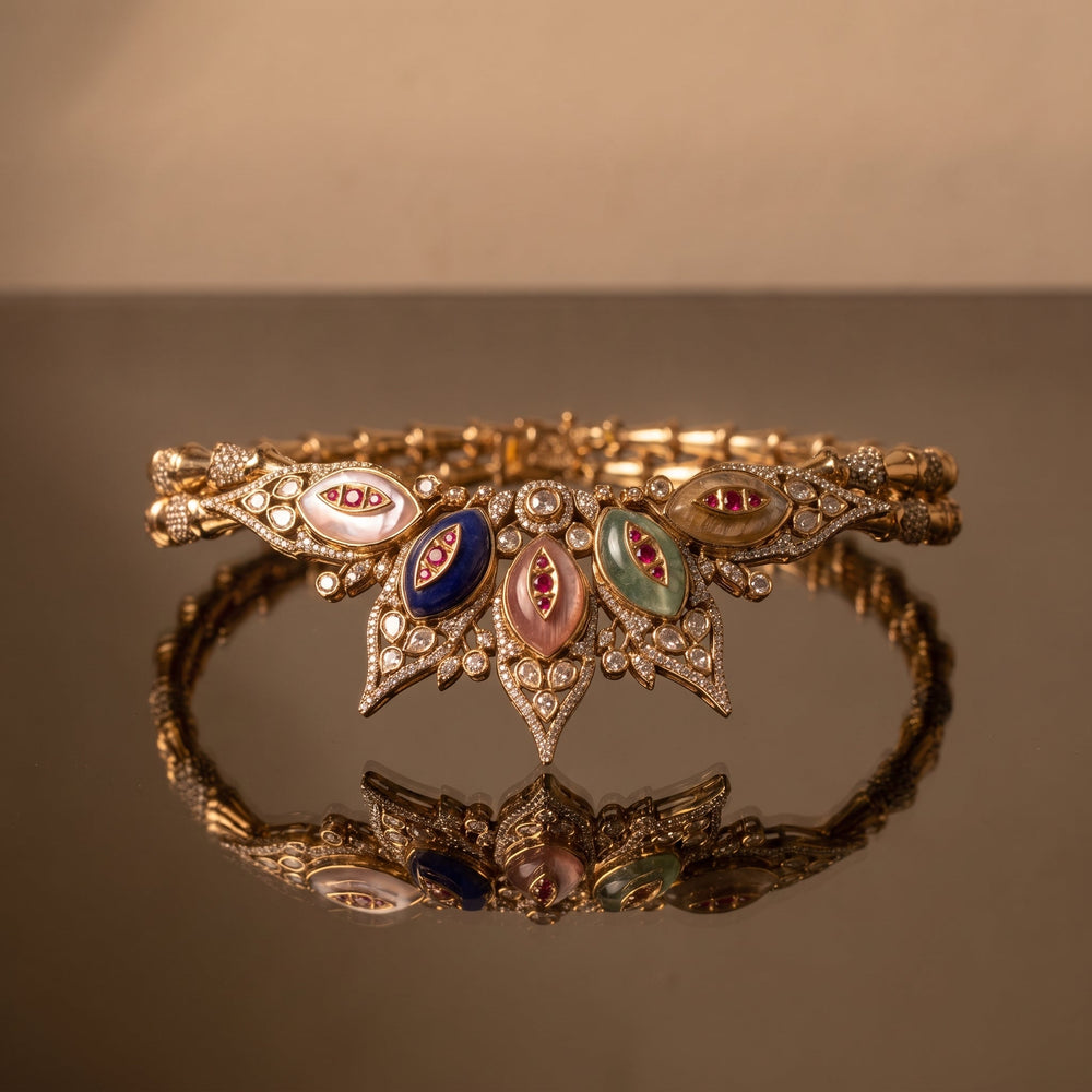 Indra Gemstone Collar with Matching Drop Earrings