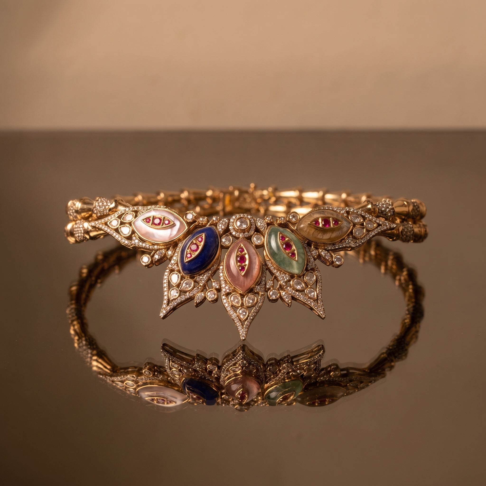 Indra Gemstone Collar with Matching Drop Earrings