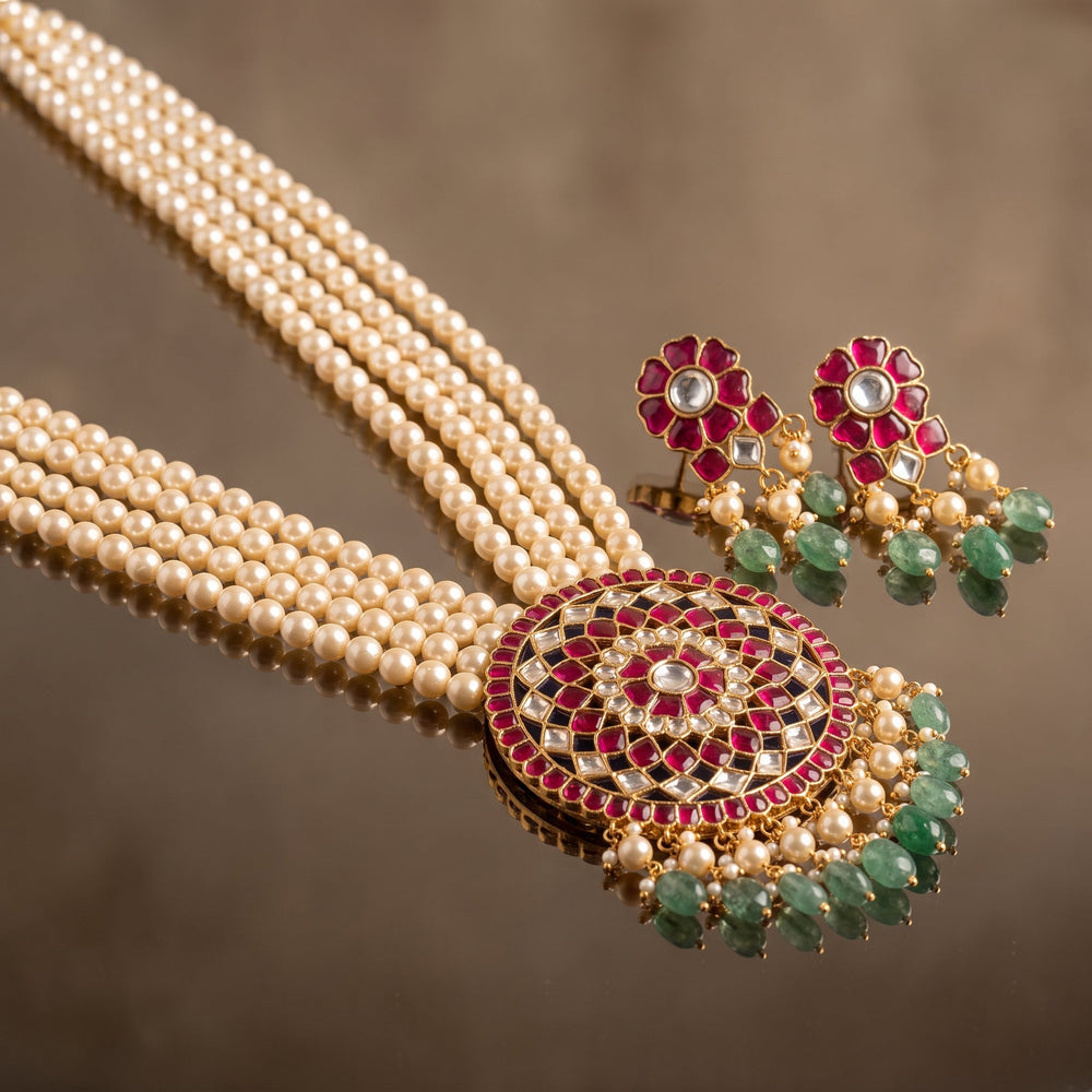 Priya Kundan Pendant & Earring Set