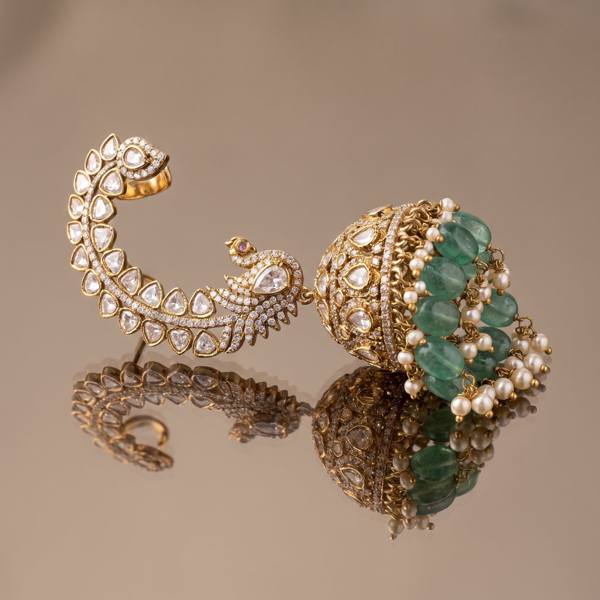 Peacock Jhumka Chandelier Earrings