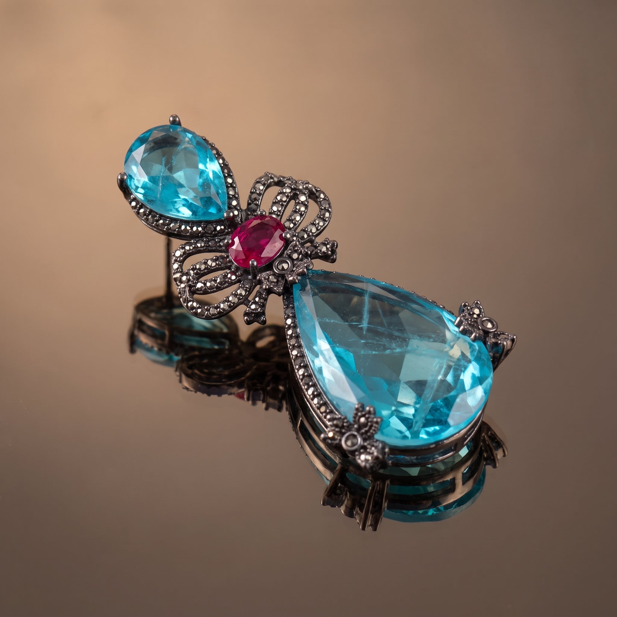 Sapphire Teardrop Statement Earrings