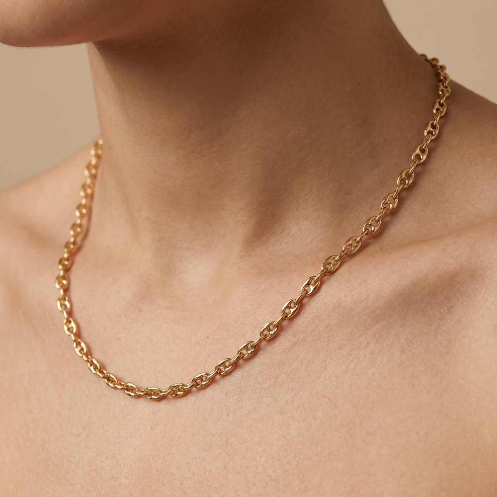 Classic oval link gold chain necklace – handcrafted oval link gold chain by Ozel
