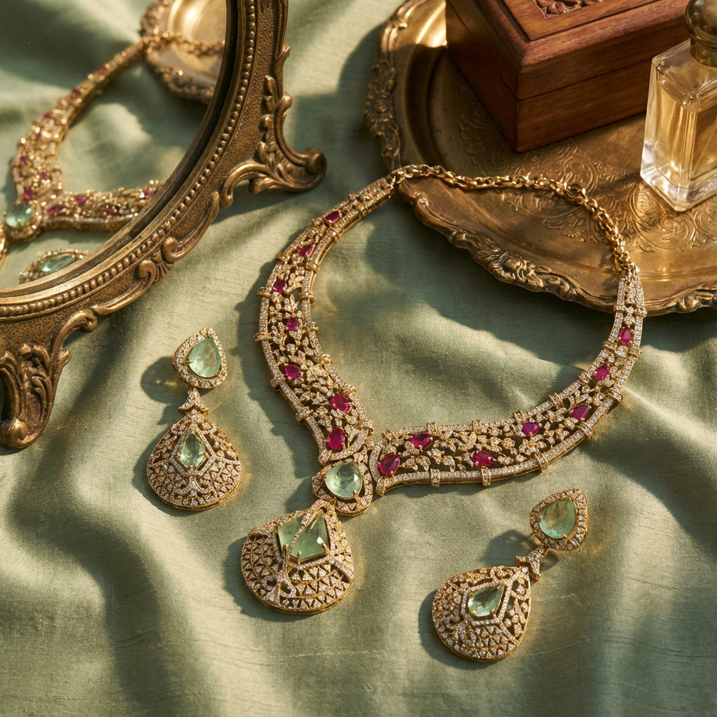 Noor-e-Gulbahar Mint Green Necklace Set