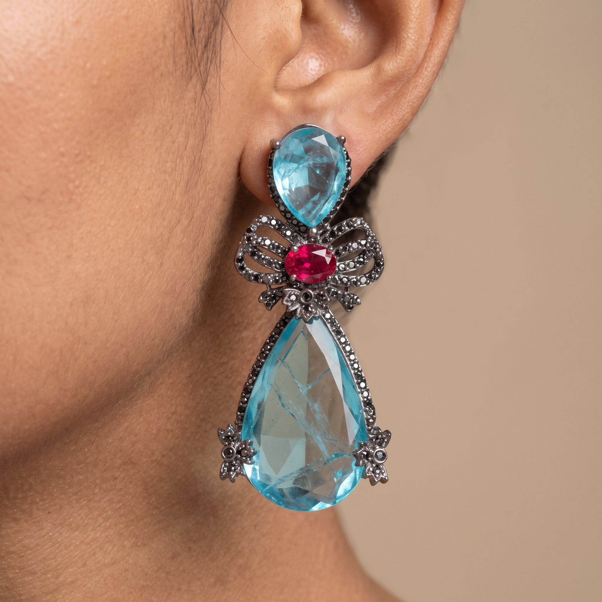Sapphire Teardrop Statement Earrings