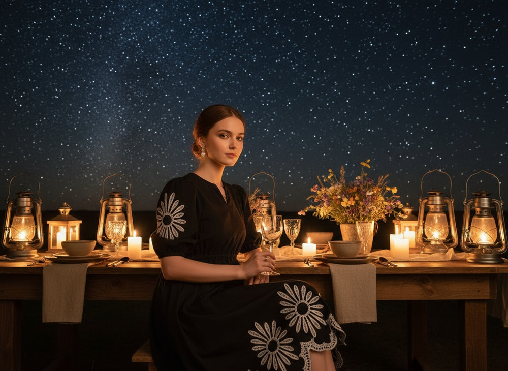 Black cutwork dress – intricate Indian designer dress by Ozel