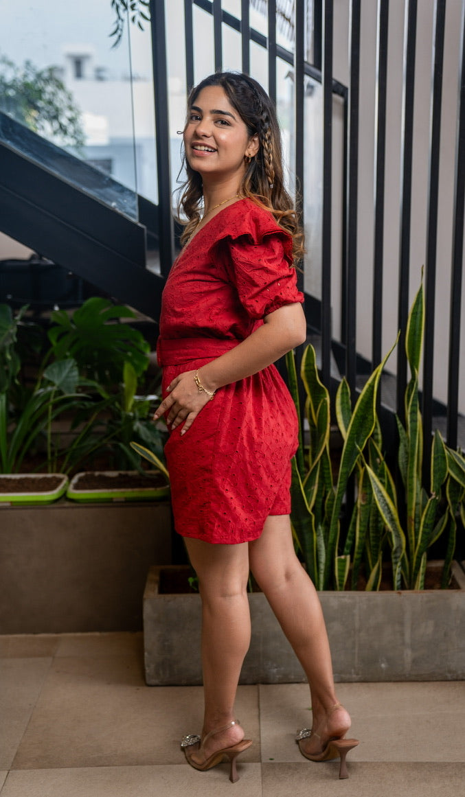 Red Schiffli Jumpsuit