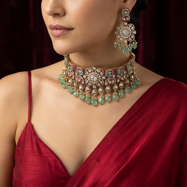 Meher Jadau Garden Choker Set