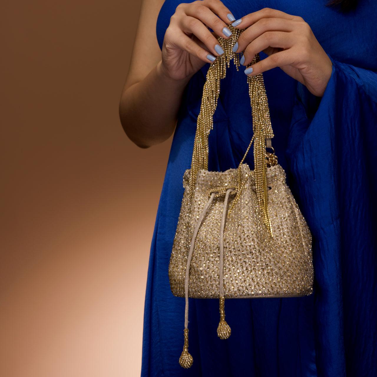 Gold Pixel Bucket Bag