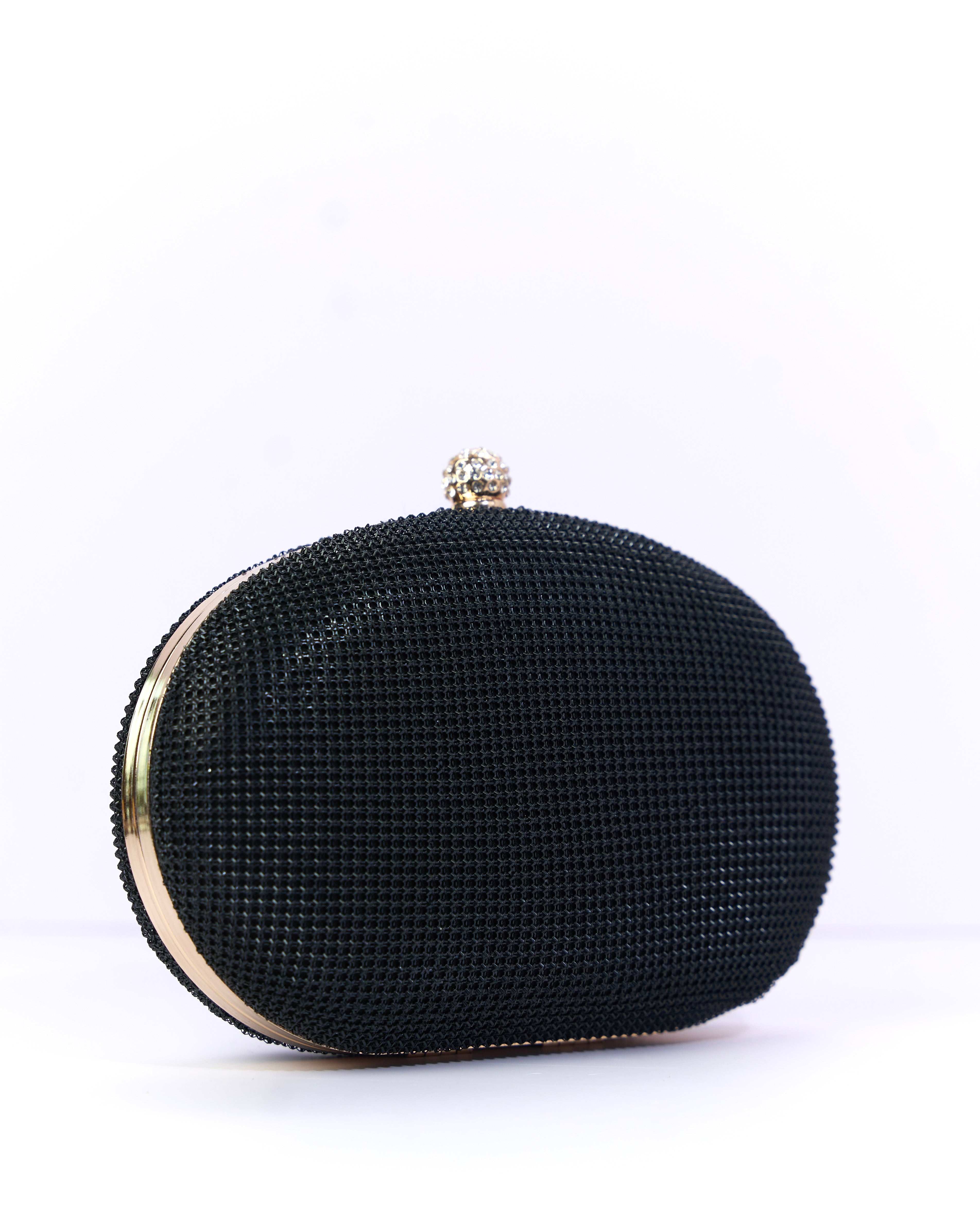 Aura Black Mesh Clutch Bag