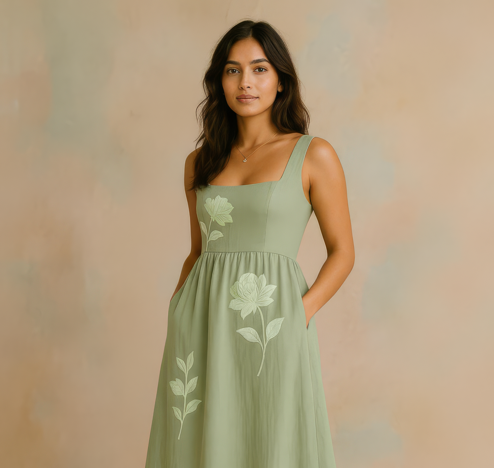 Garden Midi Tone on Tone Dress