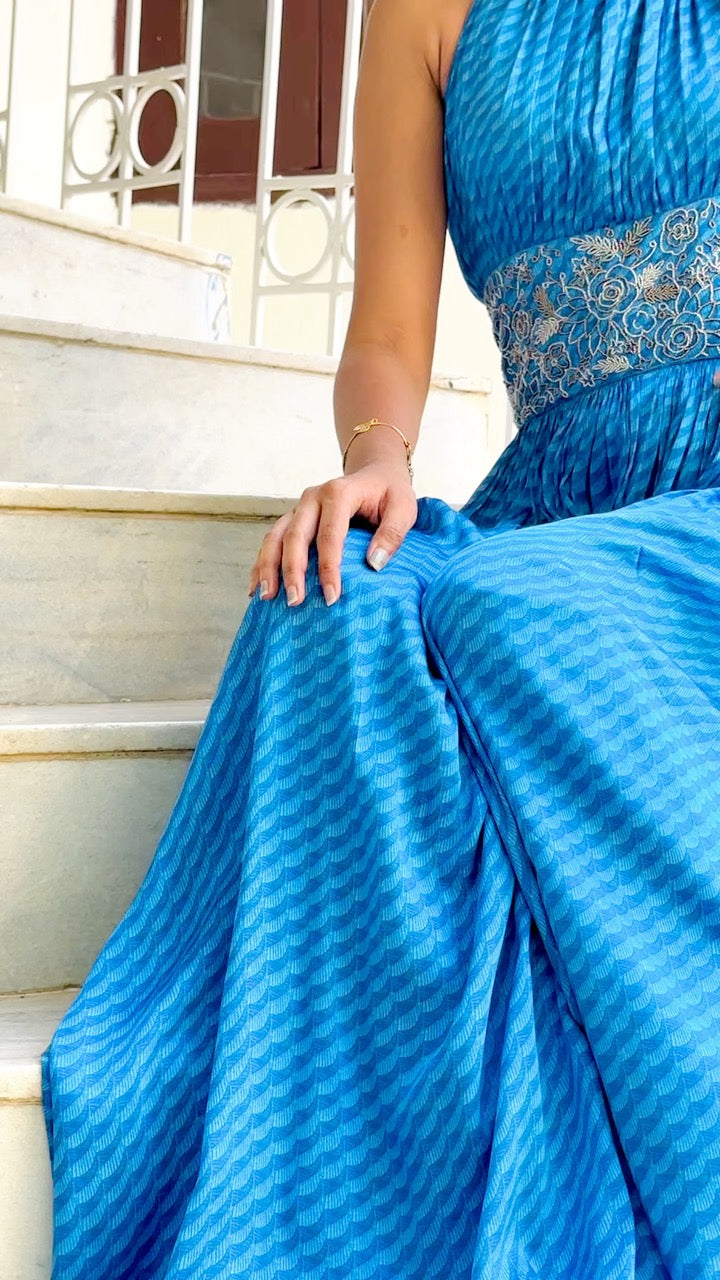 Embroidered Jumpsuit Blue – relaxed embroidered jumpsuit by Ozel