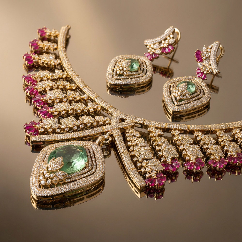 Aurevia prism set – multifaceted gemstone detail by Ozel