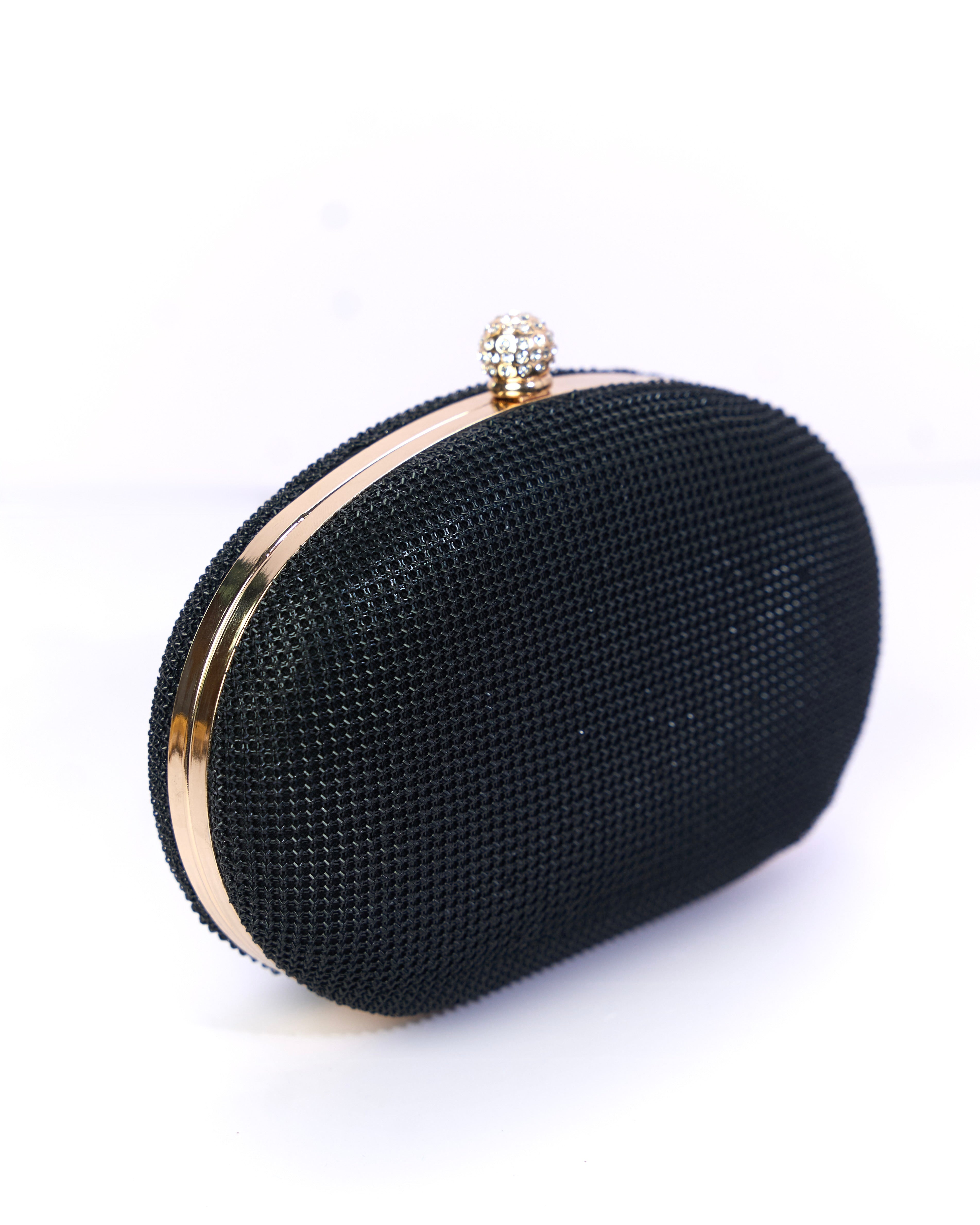 Aura Black Mesh Clutch Bag