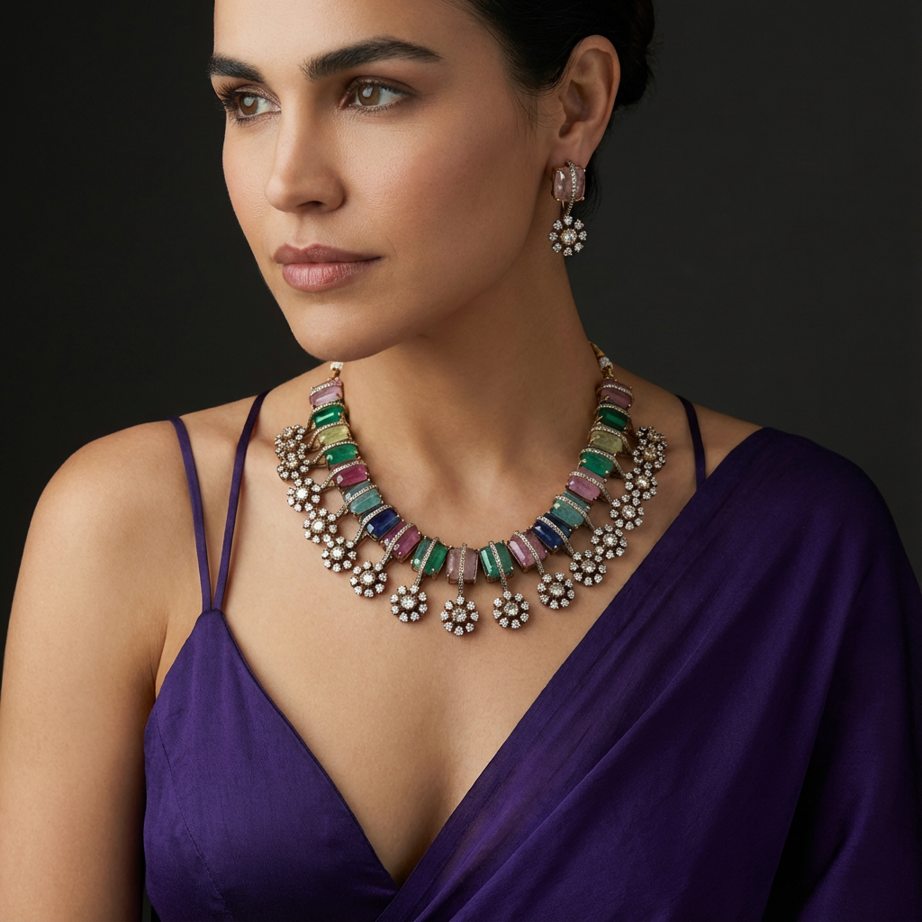 Gulmohar Necklace Set Multicolor