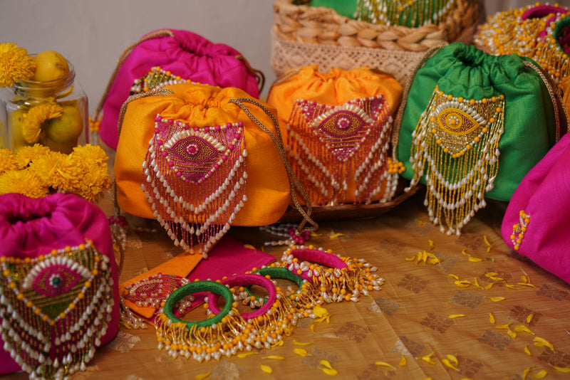 SET OF THREE BUCKET BAGS - Yellow, Pink, Orange