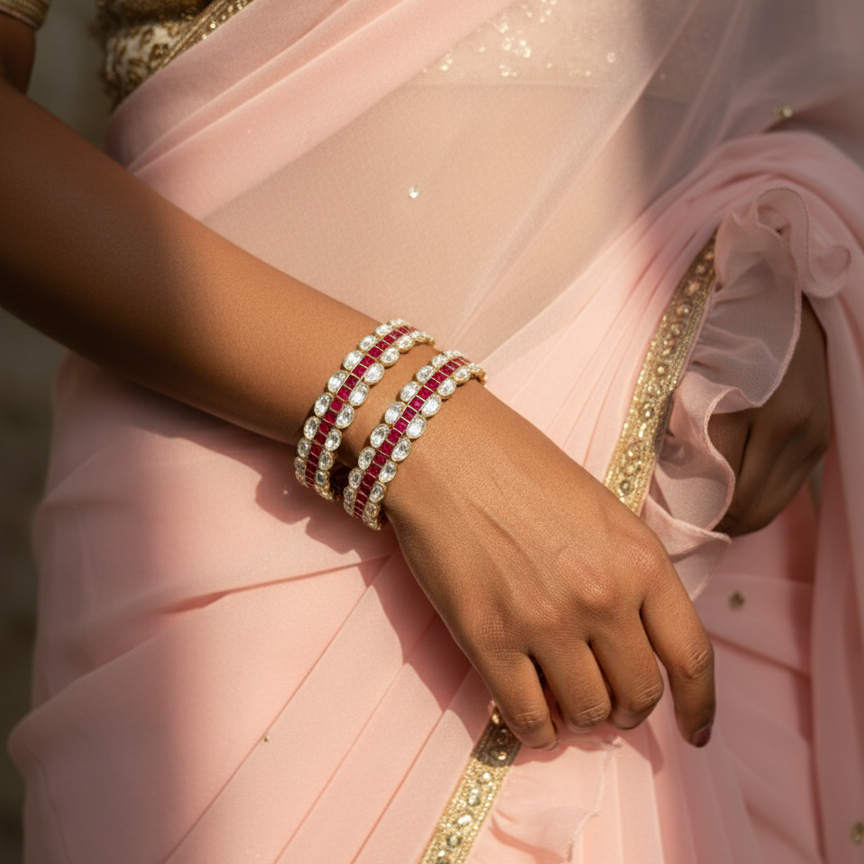Ruby Kundan Bangles