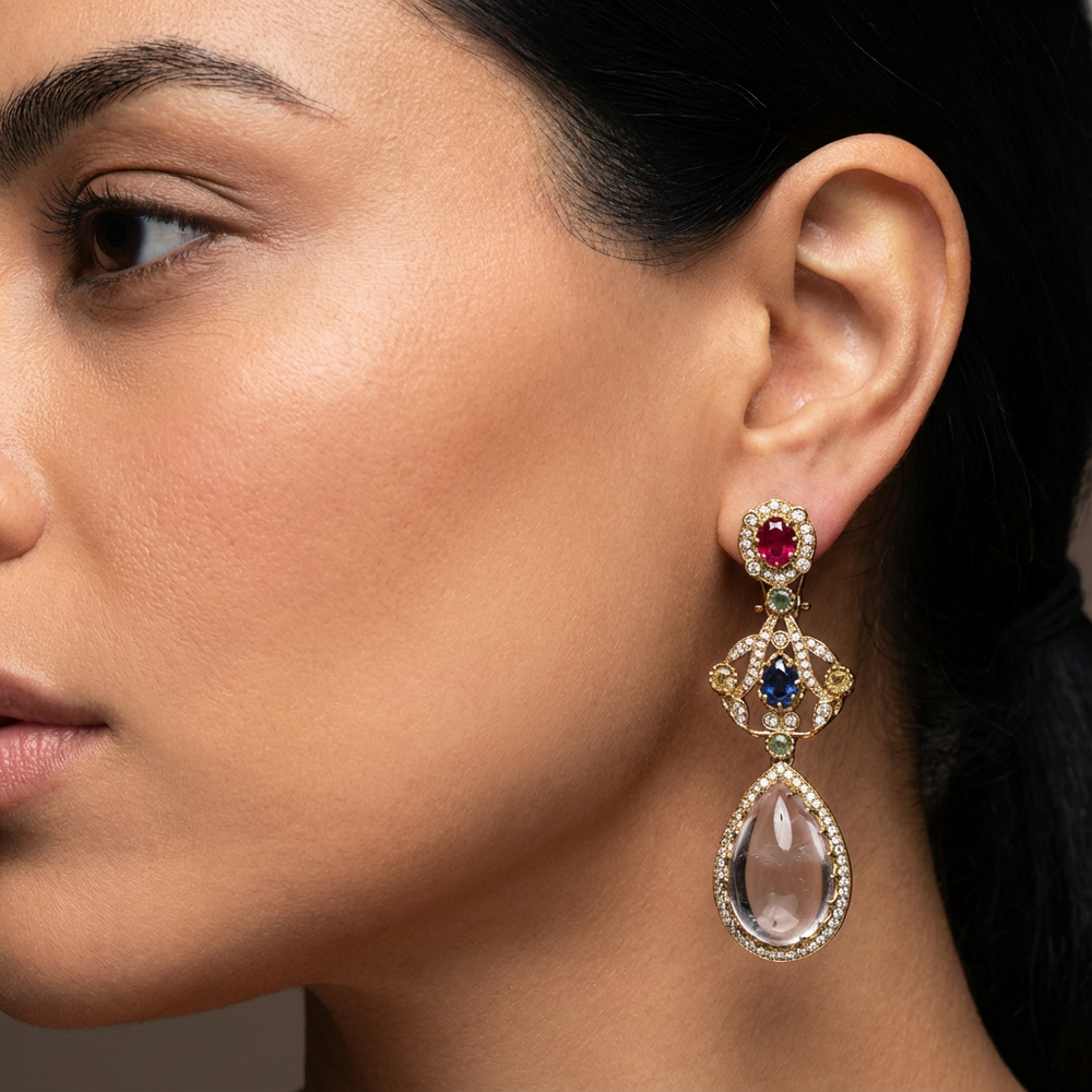 Estelle gemstone earrings – elegant Indian jewelry by Ozel