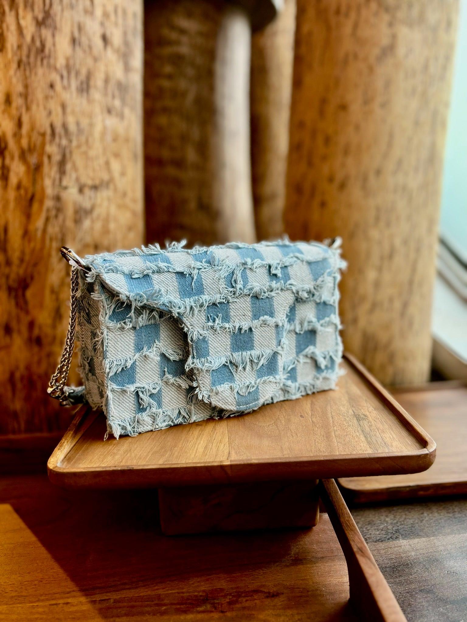 Frayed Denim Flap Bag - Ozel