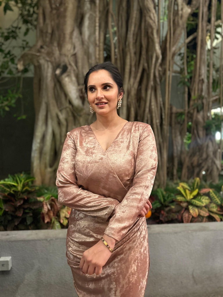 Rose gold shimmer midi dress (Sale)