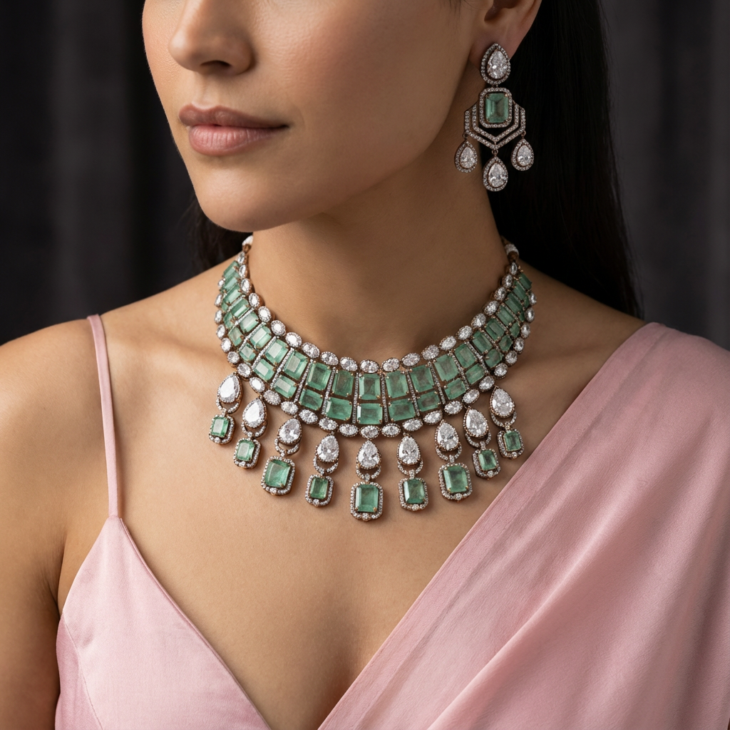 Emerald Cascade Heritage Necklace Set
