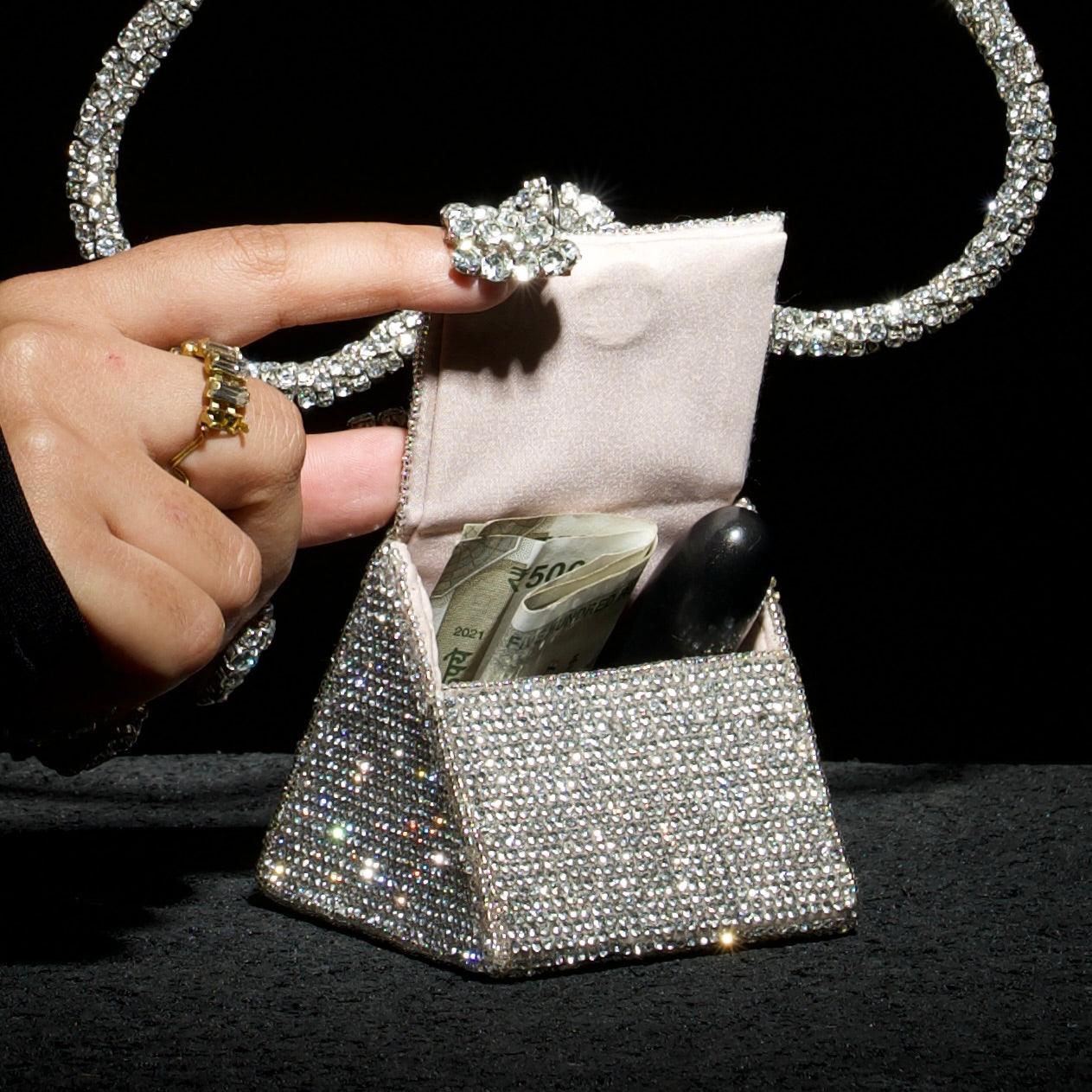 Nano Charm Bag with Crystal Handle - Ozel