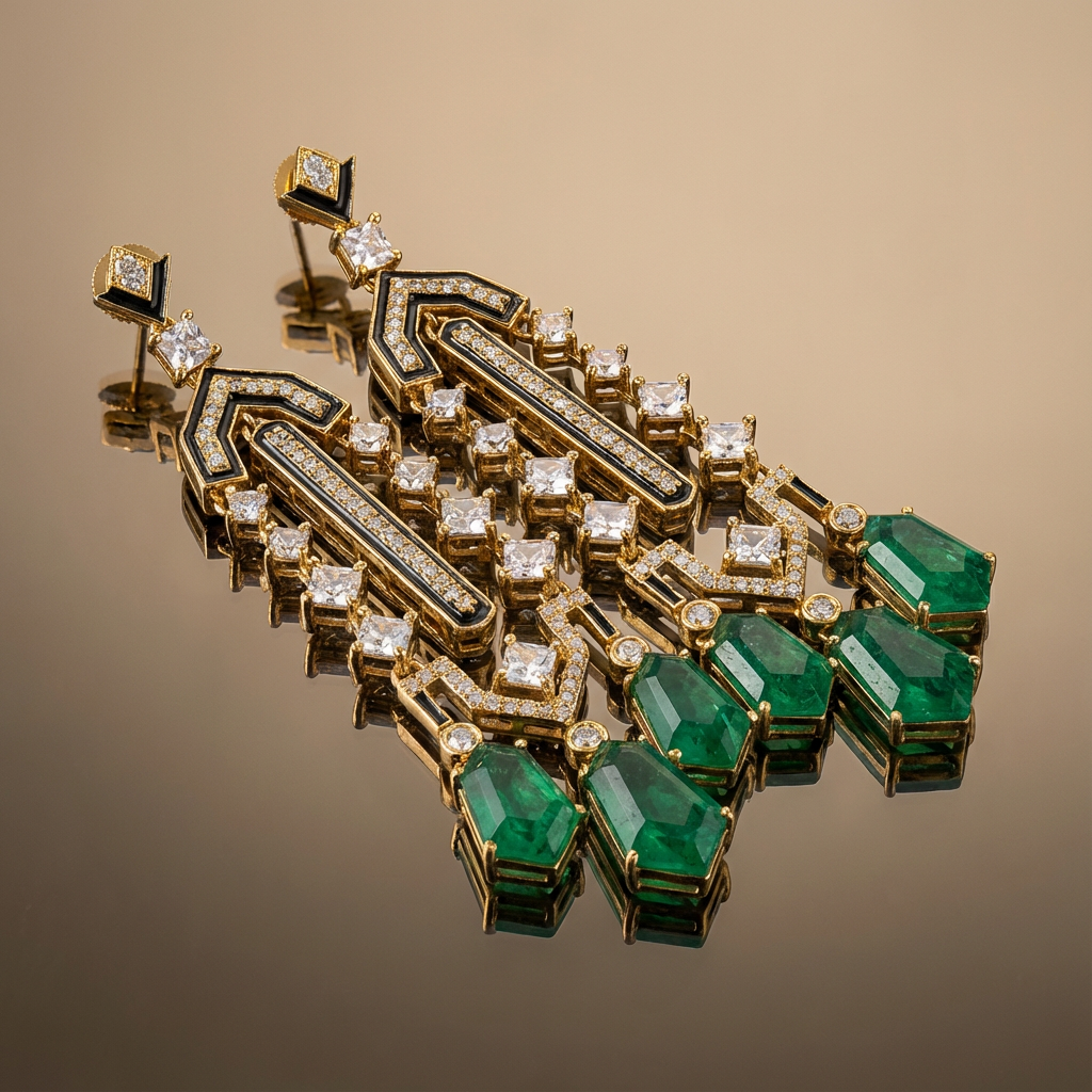 Jharokha Emerald Drop Earrings