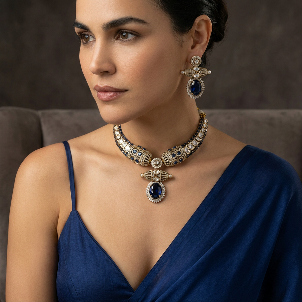 Neelam hasli necklace set – full set with earrings by Ozel