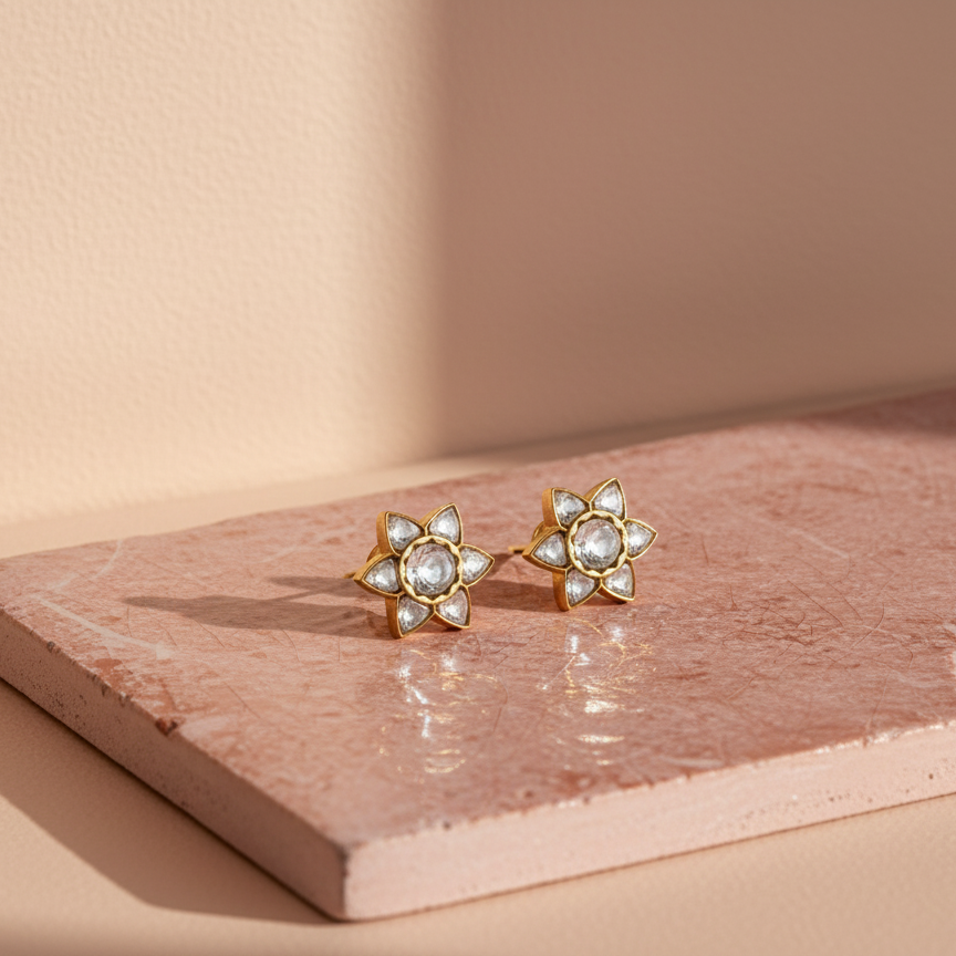 Mini floral kundan studs