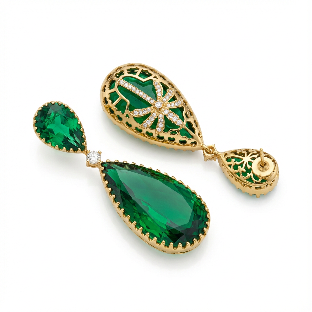 Emerald Aura Drop Earrings