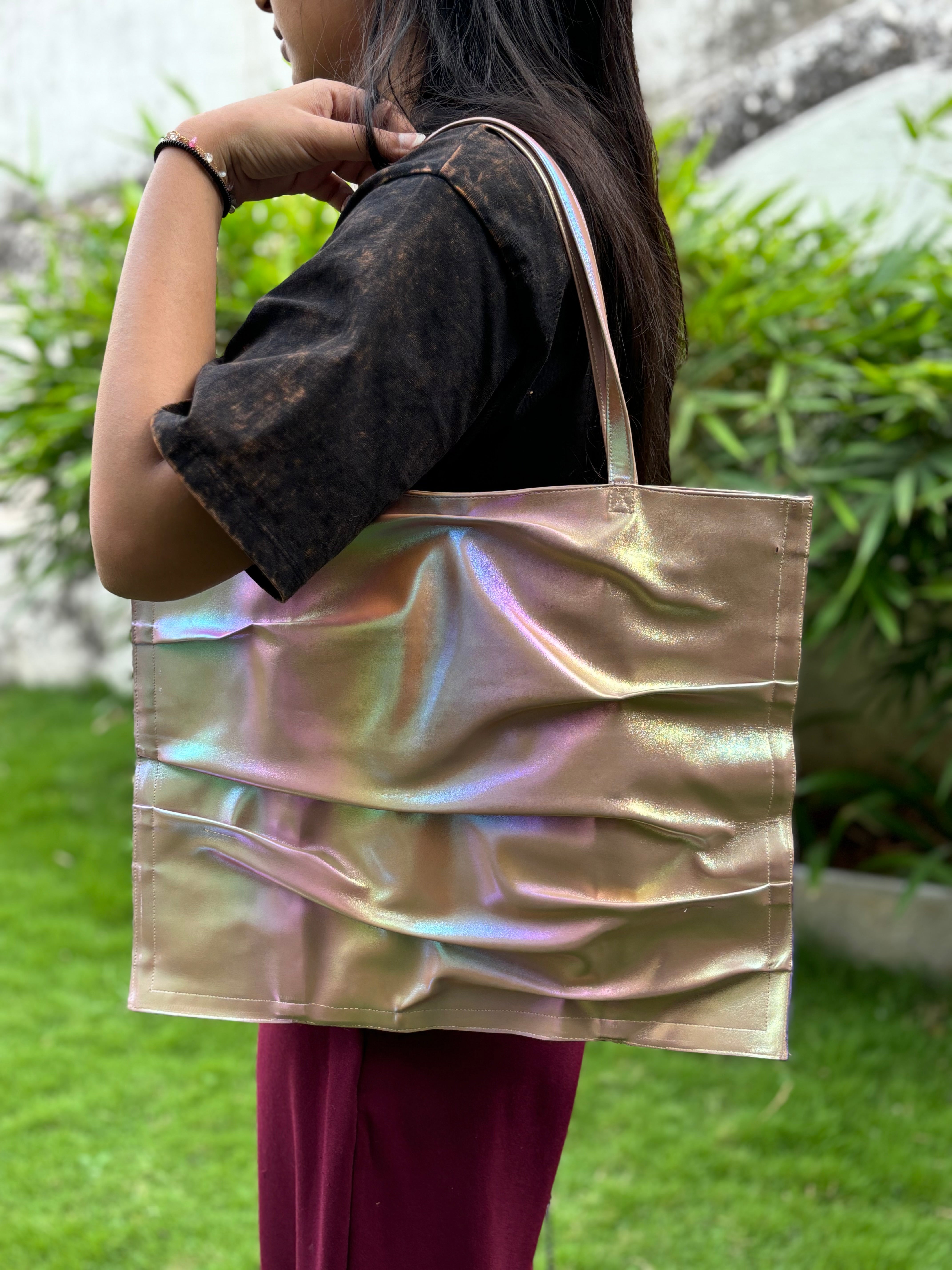 Sample Rosegold Crumpled Tote Bag