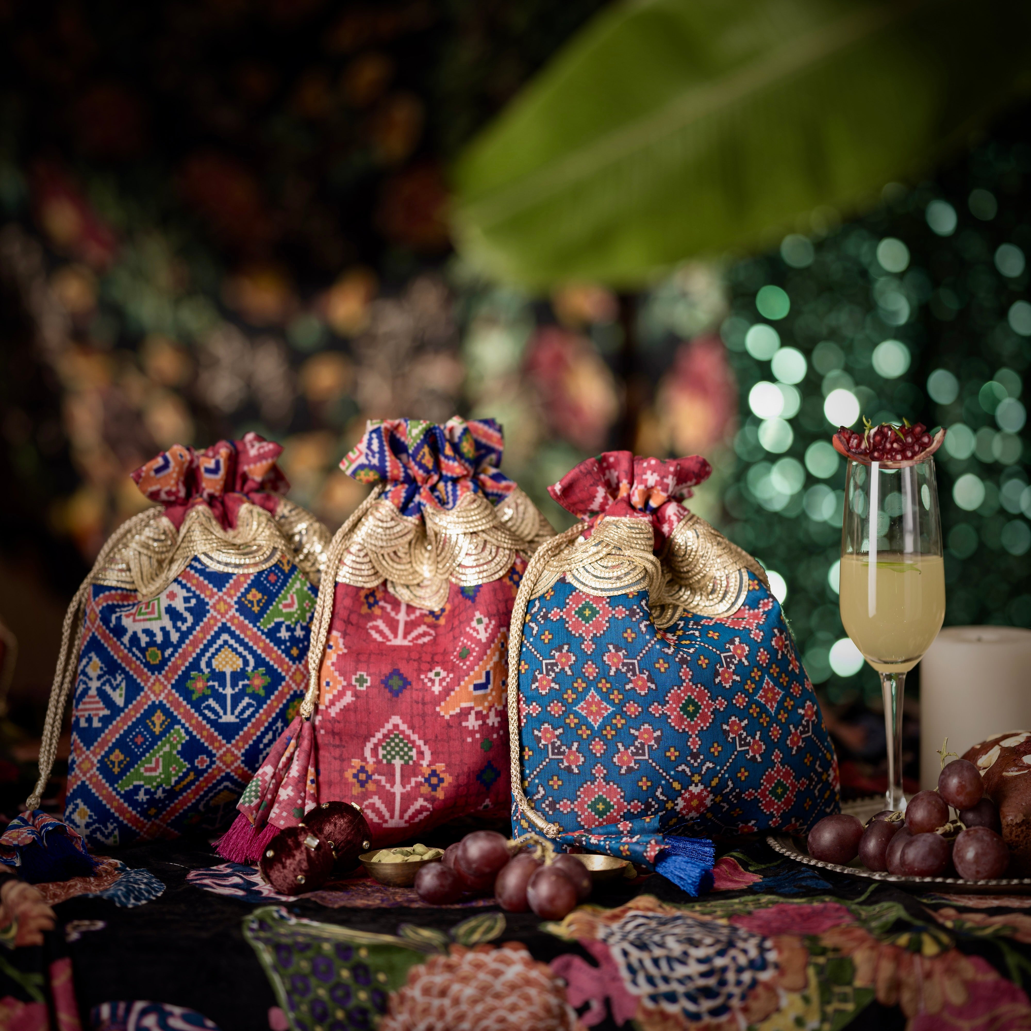 Set of 3 Patola Print Bags