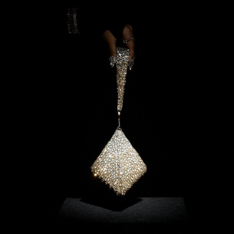 Gold Silver Pyramid Structured Bag - Ozel