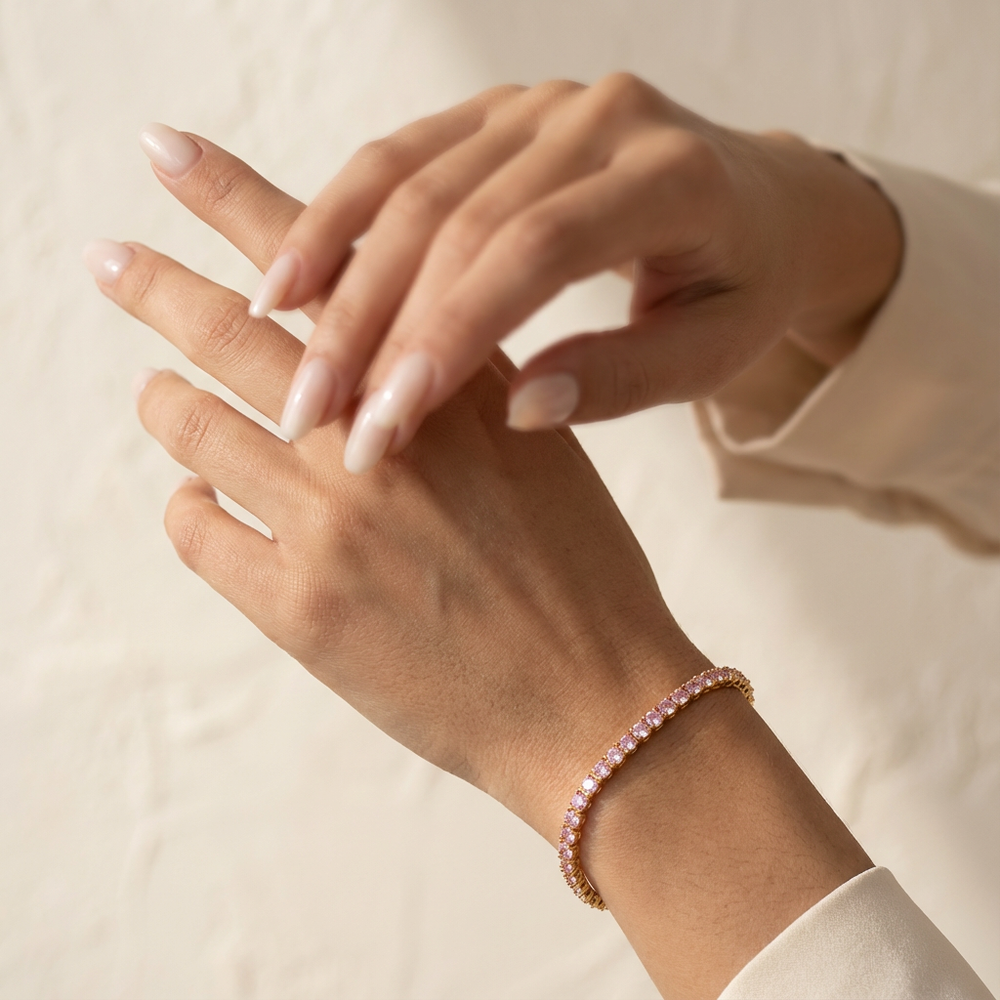 Pink tennis bracelet – elegant wrist jewelry by Ozel