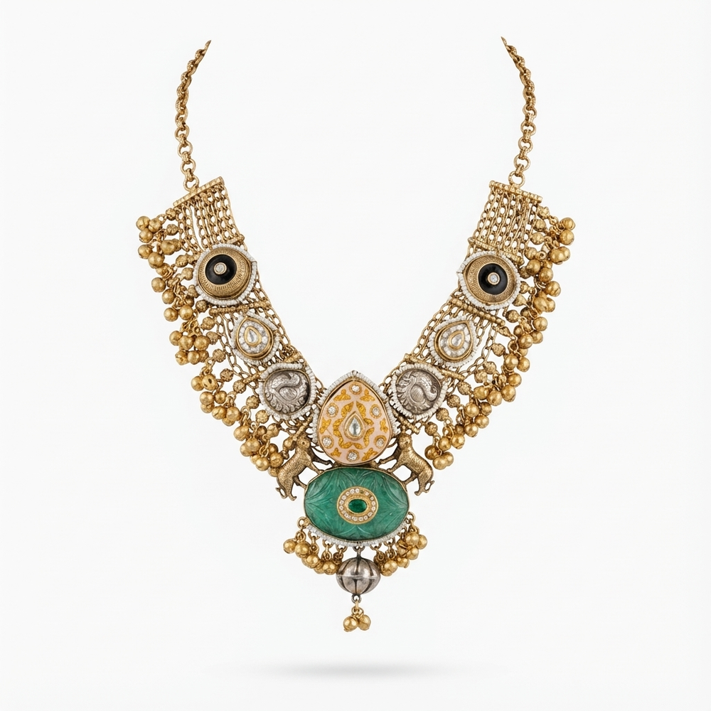Neelakshi heirloom necklace set – traditional Indian bridal jewelry by Ozel