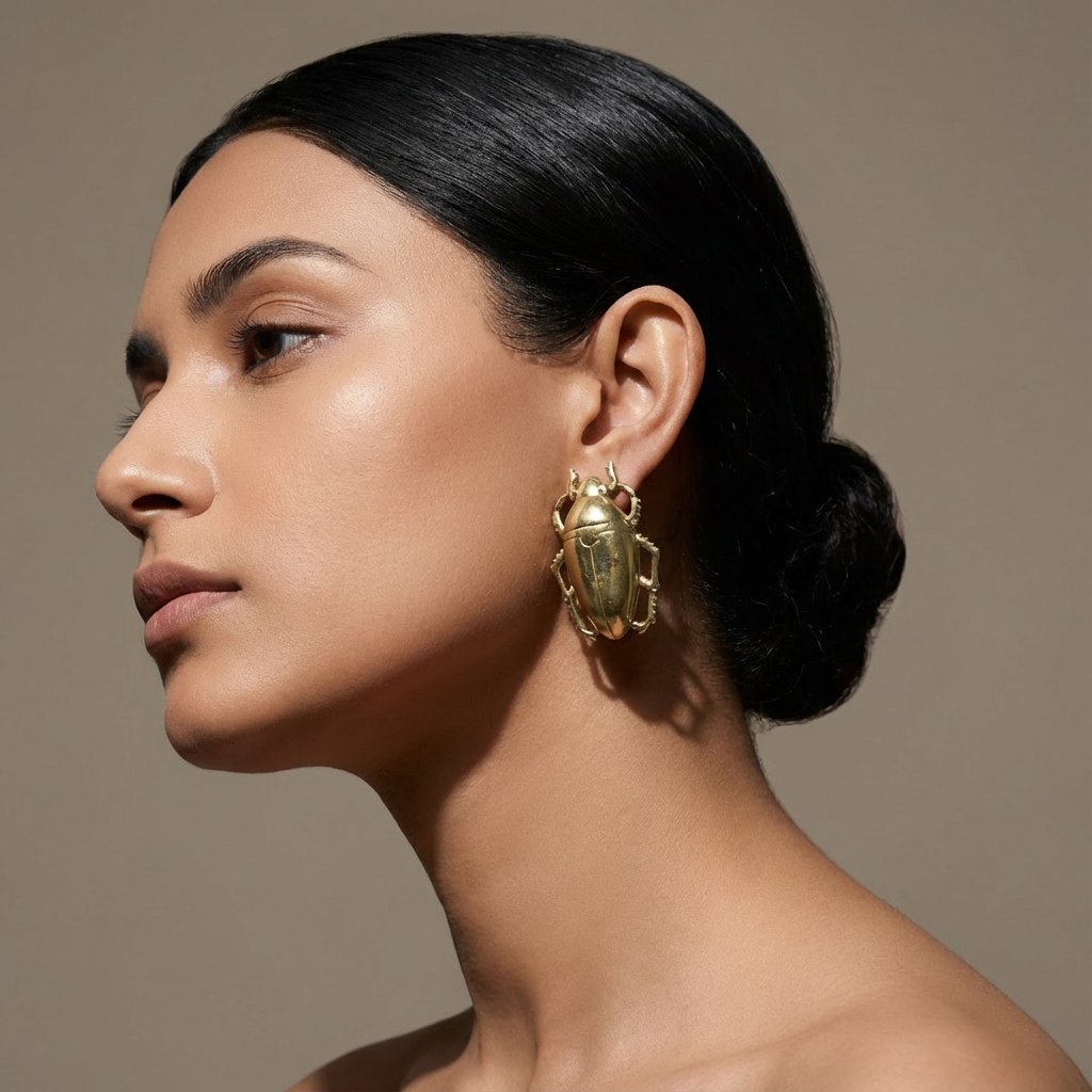 Gilded Beetle Stud Earrings
