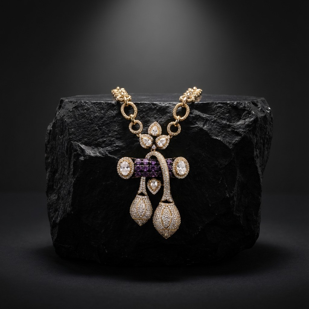 The Noir Cascade Pendant Necklace Set