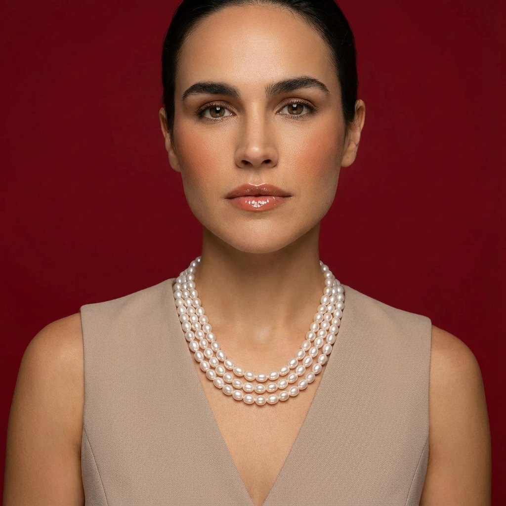 Freshwater Pearl Necklace Three Layers - Ivory