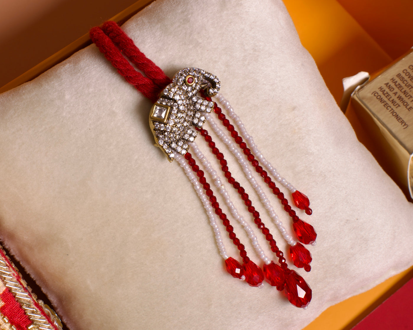 Haathi raja rakhi lumba set - red