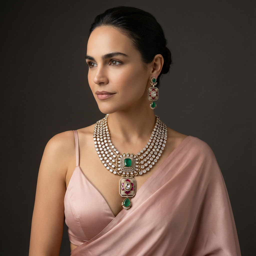 Rajkumari Emerald Rani Choker Set