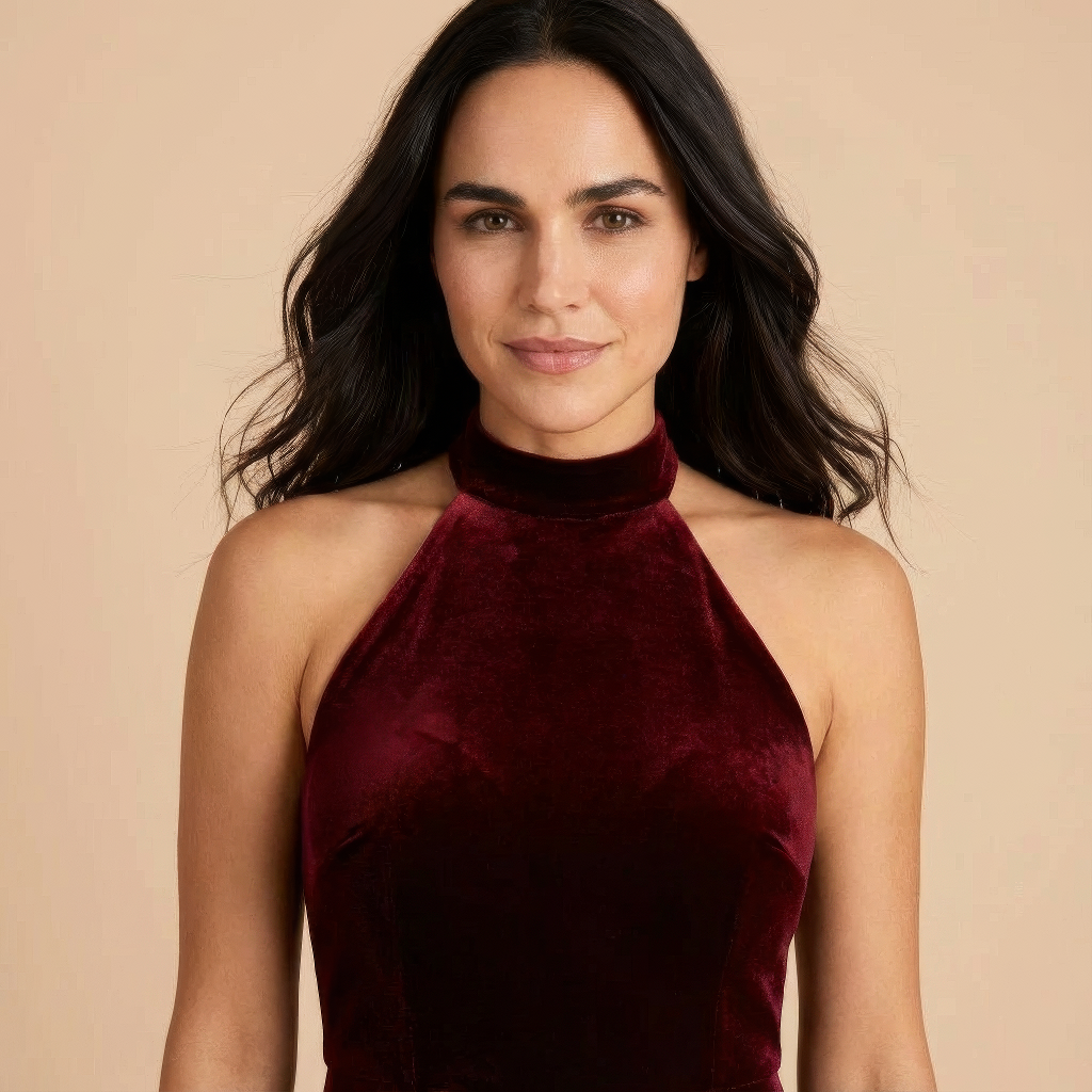 Halter Velvet Gown Dress